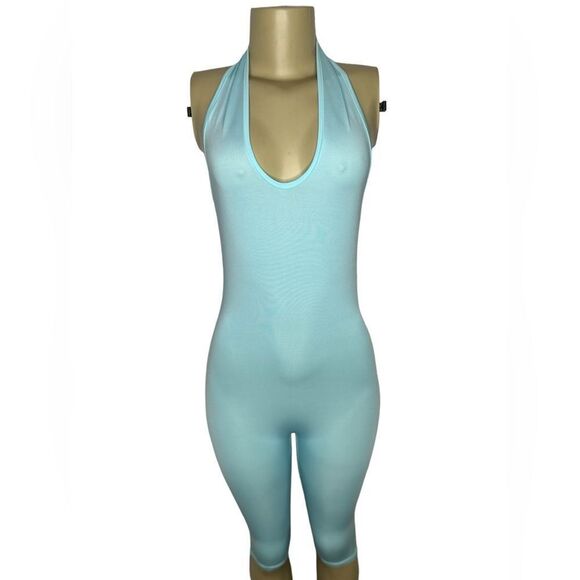 Stylish Blue Halter Romper - Picture 2 of 8